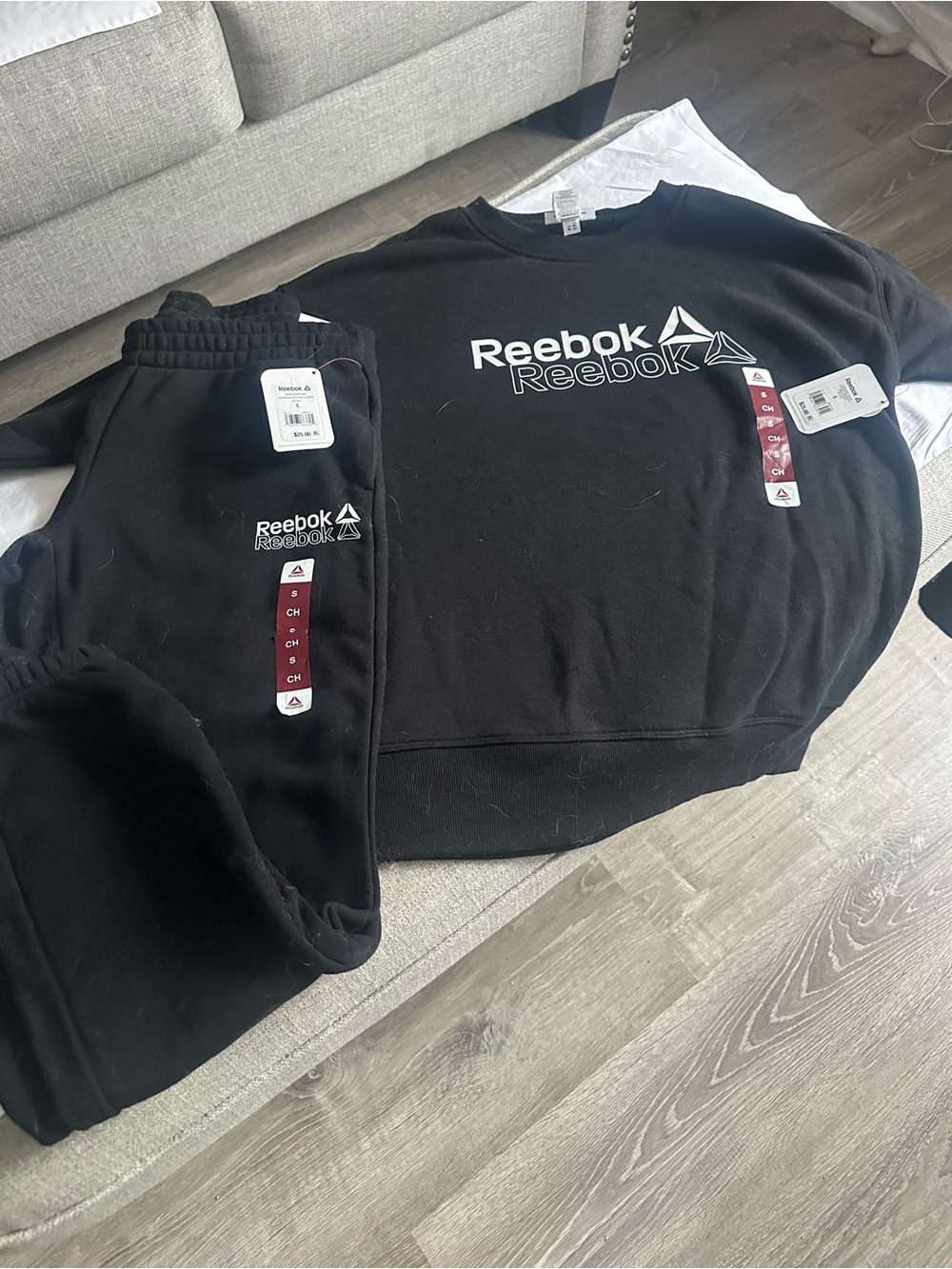 Reebok womens Black Sweatshirt and Sweatpants Set